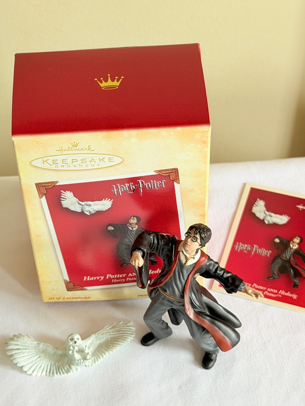 2004 Hallmark Harry Potter & Hedwig Keepsake Ornament Set of 2 NIB